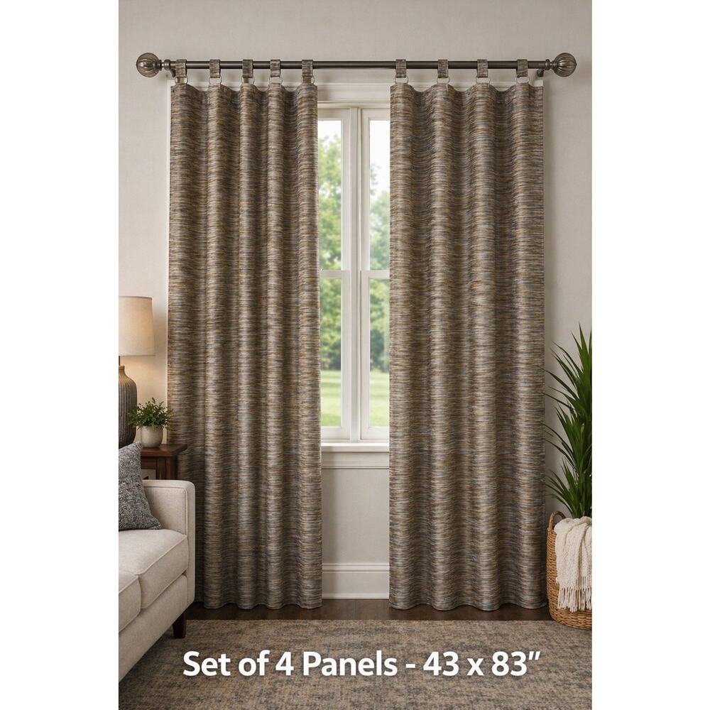 Peri Homeworks Curtain Panels Set of 4 Brown Textured 43x83 Drapes